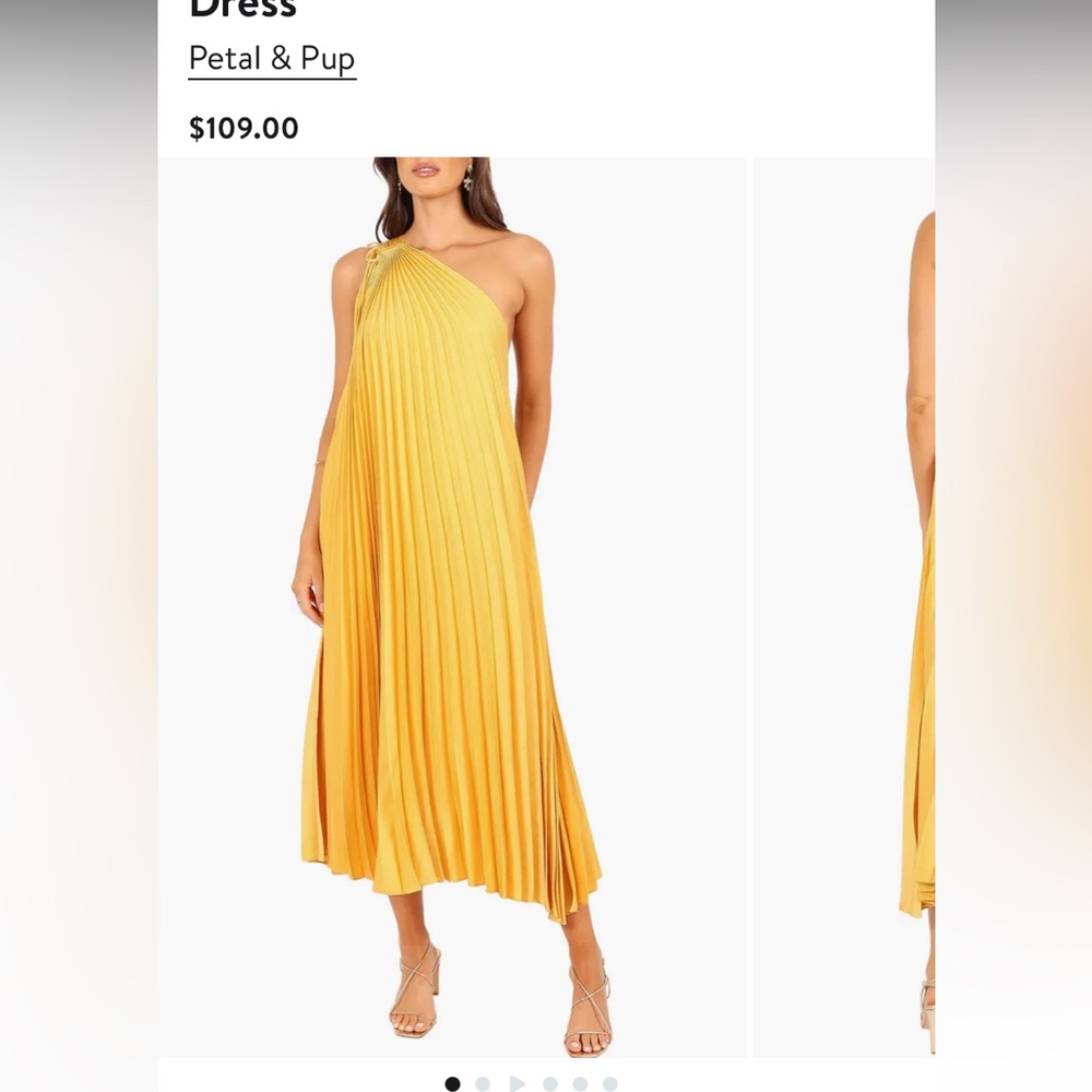 Petal & Pup One-Shoulder Pleated Maxi Dress in Yellow